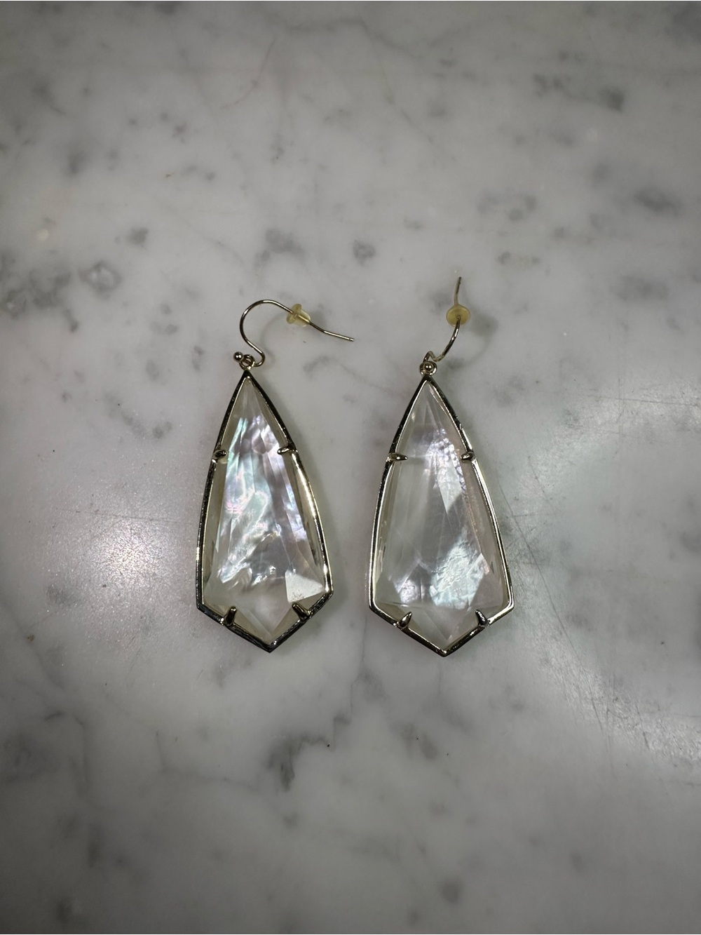 Kendra Scott Gold White Mother of Pearl Geometric Drop Earrings